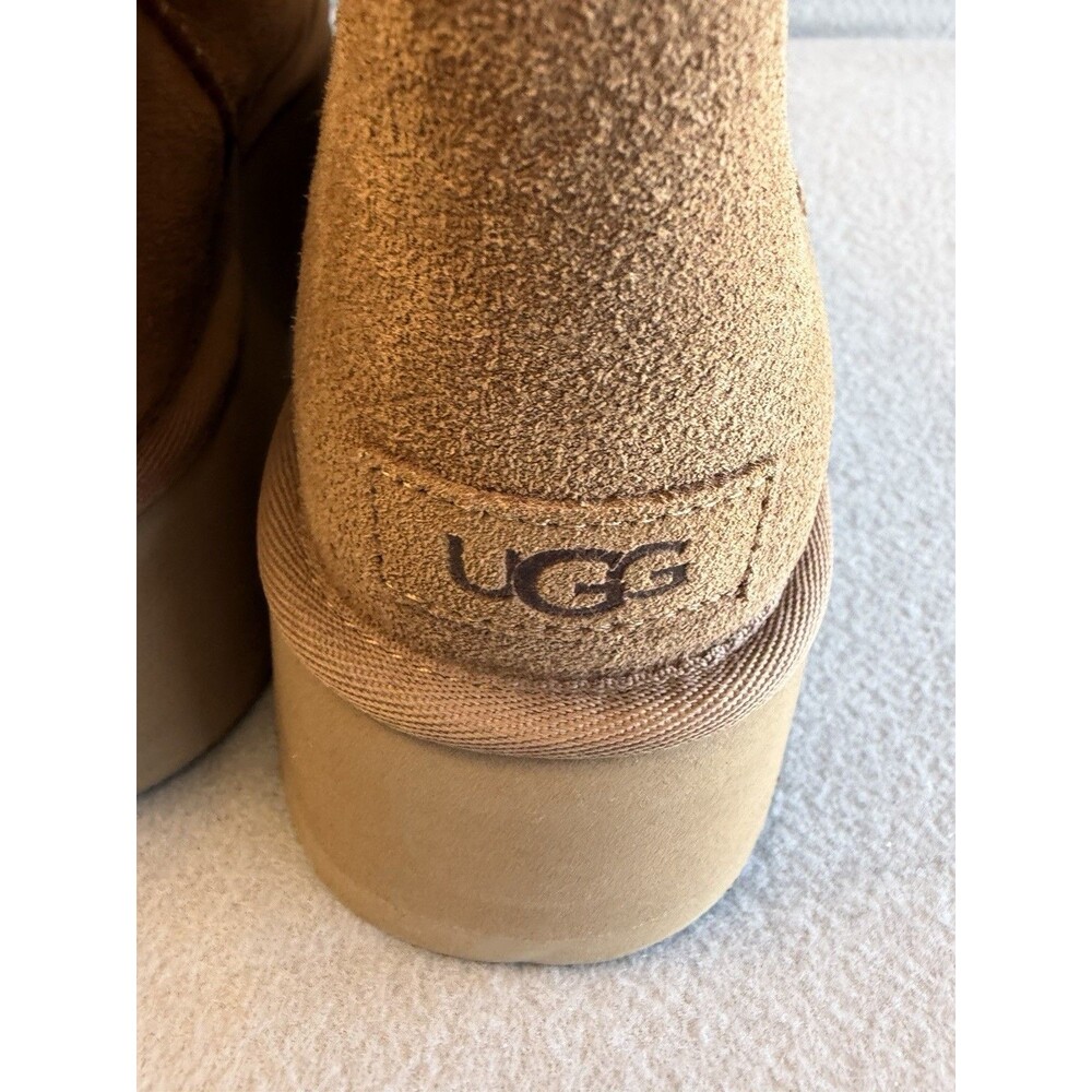 UGG CLASSIC MINI DIPPER PLATFORM CHESTNUT SHEARLING BOOTS US 10 - Picture 9 of 9